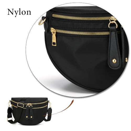 KKXIU Crossbody Sling Bag for Women Trendy Fanny Pack Vegan Leather Chest Bag | Trendy - color: Large-Black