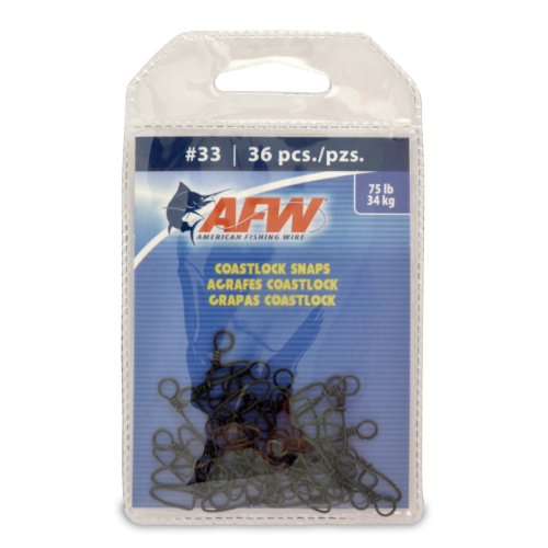 AFW Brass Coastlock Snap Swivels – Durable Fishing Gear with High-Strength Wire Snaps, Black Oxide Finish, Prevents Line Twisting & Kinking, Supports Up to 350 lb Test. - size: 36 Pieces, 75 Pound Test
