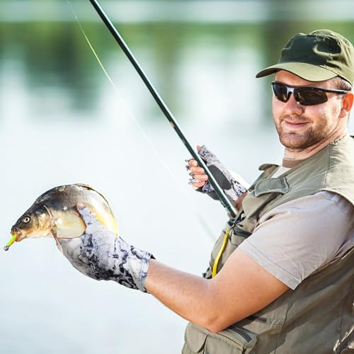 Sun Gloves UPF 50+ Fishing Gloves, Fingerless Sun Protection UV Protection Fishing Gloves Men/Women for Kayaking, Hiking, Paddling, Driving - color: green, size: Large