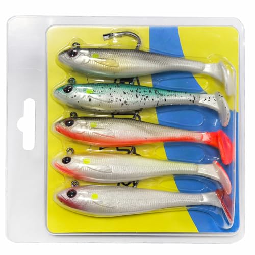 Kmucutie Pre-Rigged Soft Fishing Lures，All-Conditions Paddle Tail Swimbaits for bass and Walleye，Fishing Bait for Freshwater Saltwater - size: 2.7 INCH--0.23 OZ