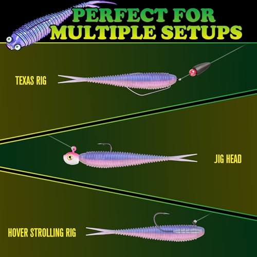 LUCKYFISHING Soft Plastic Baits 20PCS/30PCS/40PCS Forked Tail Fishing Soft Bait for Bass Walleye Trout Crappie Lures 3in/3.5in/4in - color: Morning Dawn, size: 4in-20pcs