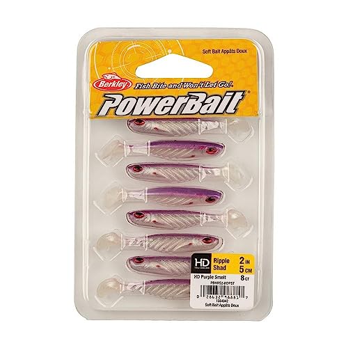 Berkley PowerBait Ripple Shad Fishing Soft Bait - color: HD Purple Smelt, size: 2"