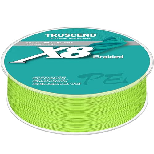 TRUSCEND X8 Braided Fishing Line, Durable and Valuable PE Braid Line for Professional, More Thinner More Smoother Performance for Casting Well, Must-Have Freshwater Fishing Gear, Fishing Gift for Men - color: Grass green, size: 40 LB (300 yards)