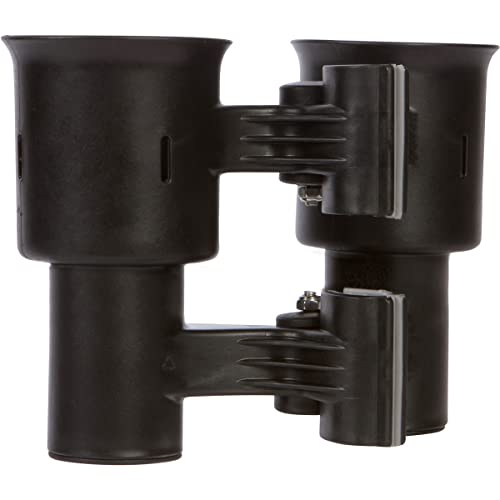 ROBOCUP, (Black), Patented Clamp On Boat Cup Holder |Multifunction Dual Drink Caddy for Fishing Poles, Tools, Net, Gaff |Portable Storage for Boating, Beach, Umbrellas, Golf Carts, Strollers - color: Black, size: Standard Spring