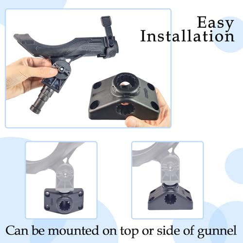 #2001 Deck Mounting Bracket, Rod Holder Base for Kayaks & Boats, Vertical/Horizontal Mount
