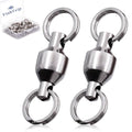 FishTrip Fishing Swivels with Split Rings, 25/50pcs Ball Bearing Swivel Speed Clips Stainless Quick Change Connector for Saltwater - size: Size7_100lbs_25pcs