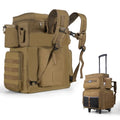 Goture 66L Rolling Tackle Box with Cooler, Khaki Large Fishing Bag with Wheels for 5 3700 Trays(Trays Not Included), Saltwater Resistant Tackle Backpack with Rod Holders - color: Khaki, size: No Trays