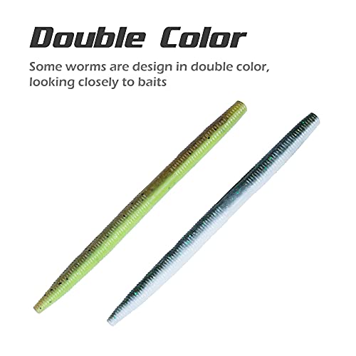 30/50/78/100Pcs Senko Worms Kit – 4"/5" Soft Plastic Fishing Lures with Salt Impregnation for Bass Fishing - color: Multi Colors A, size: 4 inch