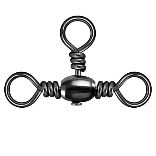Alwonder 50-Pack 3 Way Swivels Fishing Tackle High Strength Stainless Steel Barrel Swivels 35-175LB Three Way Swivel for Saltwater Freshwater Catfish Rigs Surf Fishing Rigs - size: #10-35LB