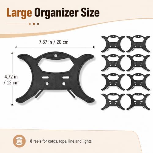Garneck 8Pcs Large Rope Winder Cord Organizer Reel: String Line Holder for Fishing Line Christmas Light Storage Extension Cable Wrap Paracord Spool Kite Fishing Garage Boat Rv Home(20.00X12.00cm) - size: 20.00X12.00X0.50CM