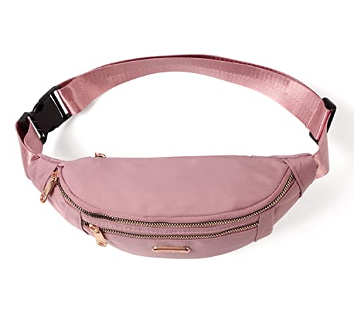 Fanny Packs Waist Pack for Women, Waterproof Waist Bag with Adjustable Strap for Travel Sports Running - color: cute pink