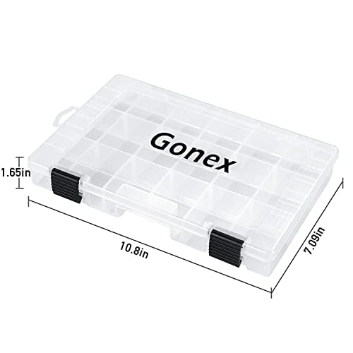 Gonex Fishing Tackle Boxes, 3600 3700 Tackle Trays with Adjustable Dividers, Clear Plastic Tackle Box Organizer Storage for Fishing Lure Bait Hook Jewelry Craft Beads Earring Container, 3 or 4 Packs - color: 4pcs 3600(Tray Size:10.8"x7.09"x1.65")