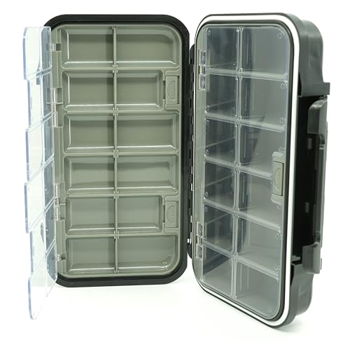 Kingfisher Large Waterproof 24 Compartment Tailwater Nymph Fly Fishing Box - color: Black