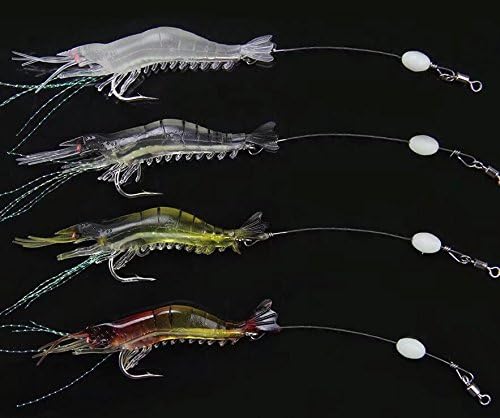Artificial Silicone Soft Bait Set, Luminous Shrimp Fishing Lure with Hook Fishing Tackle, Freshwater/Saltwater - color: 20 Pcs