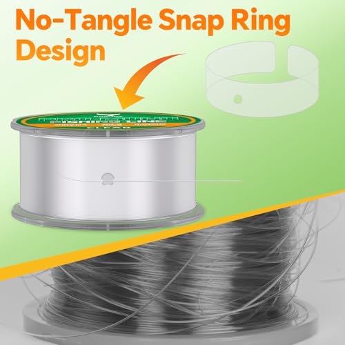 Monofilament Fishing Line with Knot Guide Card, Tangle-Free Snap Ring for No More Mess, Low Memory Smooth Casting Nylon Mono String, 15/20/30/50/80LB, 220-1050 Yards - color: Clear, size: 30LB 330Yards