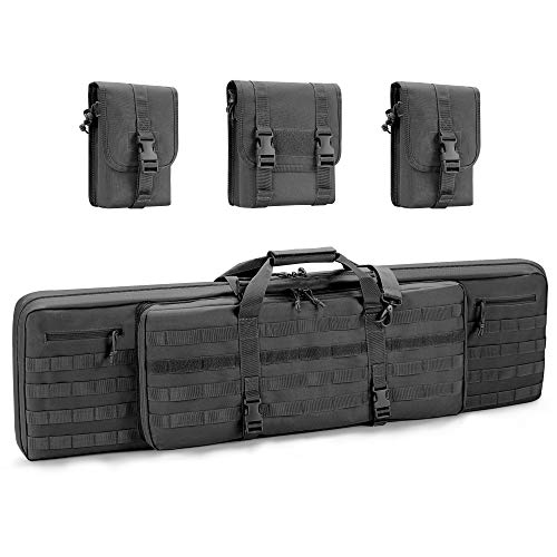 REEBOW GEAR Tactical Double Long Range Bag Outdoor Multifunctional Transportation Case Black/Tan 36/42/46 inches - color: Black, size: 46 inches