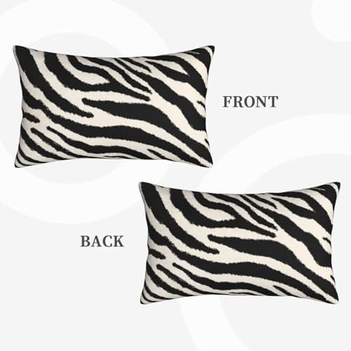 Zebra Print Striped Throw Pillow Covers Black and Beige Lumbar Pillow Cases 12x20 Inch Set of 2 Wild Animal Skin Outdoor Decorative Pillowcase Cushion Cover for Couch Sofa - color: Black, size: 20" x 12" (Pack of 2)