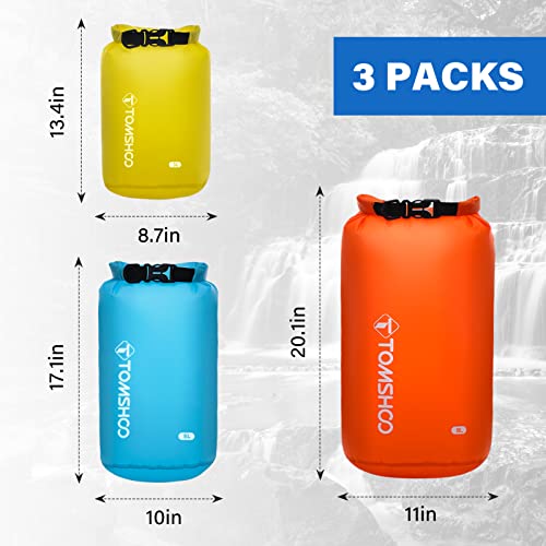 TOMSHOO Dry Bag 3-Pack/5-Pack, Lightweight Waterproof Bags Roll Top Sack Set Keeps Gear Dry for Hiking, Beach, Fishing, Kayaking, Boating, Swimming, Camping - color: 3 Pack - Assorted Color, size: 3L+5L+8L