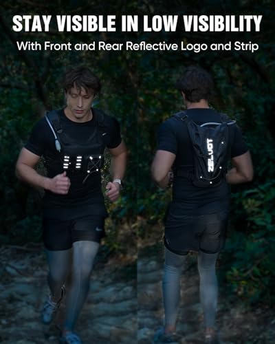 Zelvot Running Vest with 2L Water Bladder, Hydration Backpack, U.S. Design Patent, Lightweight Hydration Pack with Gear Holder, Reflective Chest Pack for Men Women - color: Black Camo, size: M/L (12L)