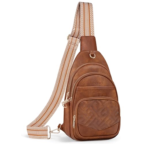 Anti Theft Crossbody Bags for Women RFID Leather Sling Purses,Crossbody Bags Travel Leather Fanny Pack for Women - color: Brown