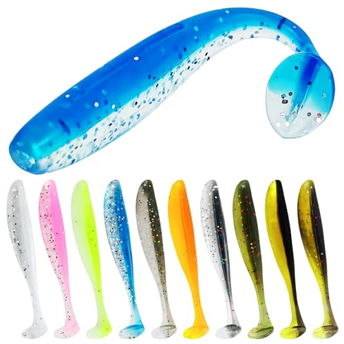 Fishing Soft Plastic Lures | Paddle Tail Swim Baits, Swim Baits for Bass Fishing, Paddle Tail, Crappie Lures - color: F-100PCS