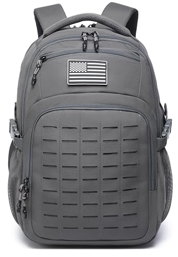 Wotony Military tactical backpack Laser-Cut MOLLE Webbing, backpack for men black small tactical assault bag (dark gray, 20 inch) - color: Dark Gray, size: 20 inch