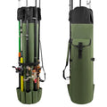 AGOOL Fishing Pole Bag with Rod Holder Fishing Rod Bag, 5 Rod & Reel Organizer Bag Waterproof Large Capacity Fishing Tackle Storage Bag Travel Carry Case Fishing Gifts for Men - color: Khaki Green