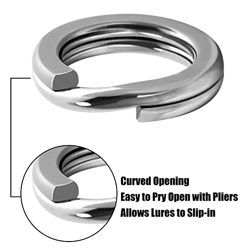 Fishing Split Rings Kit,200pcs Stainless Steel Split Rings Heavy Duty Wire Fishing Rings Fishing Lure Rings Saltwater Fishing Lure Connectors Round Solid Rings for Jigging Trolling - color: 200pcs Sliver Rings Kit