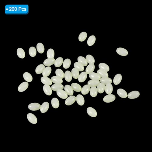 PATIKIL Glow Fishing Beads Soft Plastic Oval Rubber Luminous Fishing Bait Eggs Rig Bead Tackle Lures Accessories with Storage Box - color: White, size: 6x4mm