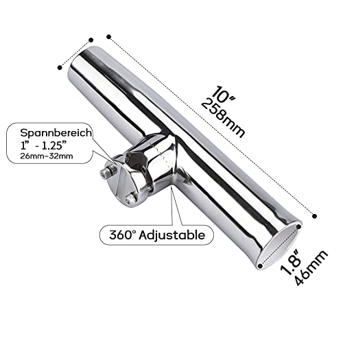 Tournament Style Boat Fishing Rod Holders, Stainless Steel Rail Mount Fishing Rod Holder Clamp on 1" to 1 1/4" Rail for Marine Boat Yacht