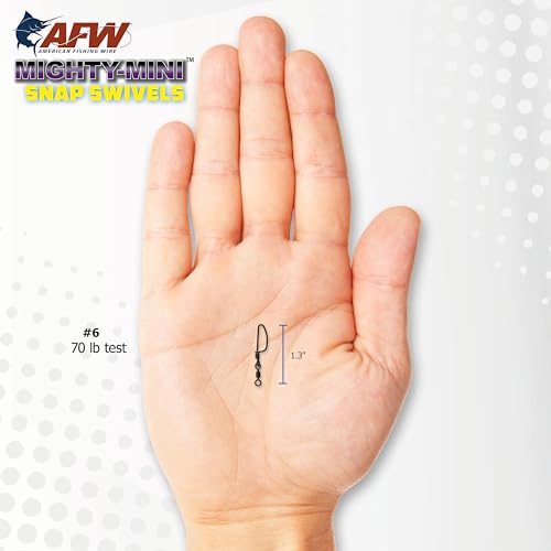 American Fishing Wire Fishing Swivels - Mighty Mini 100% Stainless Steel Snap Crane Swivels, 3X Stronger Than Brass, For Terminal Tackle Box, Up to 600lb Test - Fishing Gear for Fishing Line Leaders - style: #2, 270 Lb, 50 Pc