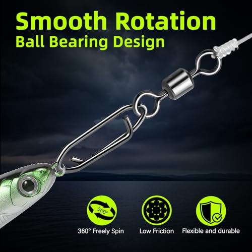 9KM DWLIFE Fishing Speed Clips 50Pcs Quick Change Fishing Swivels & Snaps Fishing Speed Clips Barrel Swivels Fishing Tackle Saltwater Fishing - size: 3/0#