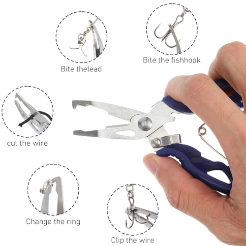 200 Pcs Fishing Stainless Steel Split Rings, 5 Sizes with Split Ring Pliers, Heavy Stainless Steel Splits Ring for Fishing and Lure Making, Saltwater Ready