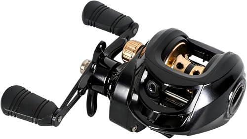 Baitcasting Reel,Carbon Fiber Drag Fishing Baitcaster Reels, Bait Cast Reel With 7.2:1 Gear Ratio 10+1 Ball Bearings 17.6lbs Max Drag Right Hand，Fish Gift For Man - color: HEIJIN
