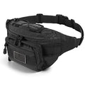 SOWHUP Tactical Fanny Pack,Military Waist Bag Pack with U.S Patch Utility Hip Belt Bumbag for Outdoor Fishing Hiking (Black(4 Zipper Pockets)) - color: Black(4 Zipper Pockets)