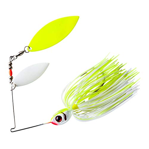 Booyah Glow Blade Spinner-Bait Bass Fishing Lure - color: Chartreuse White, style: Double Willow (3/8 Oz)