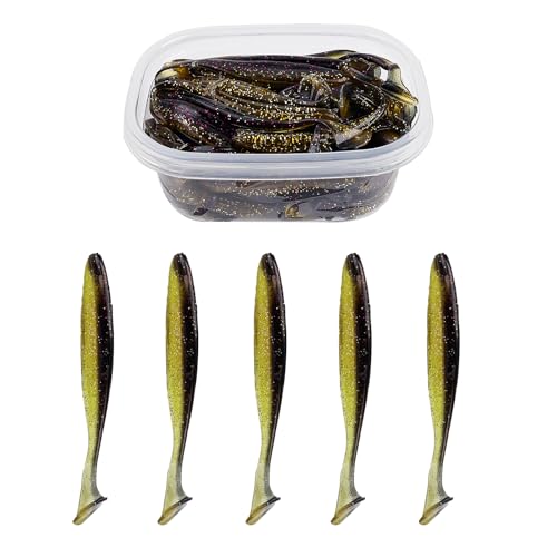 Paddle Tail Swimbaits FS/RE-10 | for Bass Fishing,14 Colors ,Fishing Lures with Flash Blade,Freshwater Saltwater ,Bass Bait,for Trout Catfish Pike - color: Color K, size: 9cm,50pcs