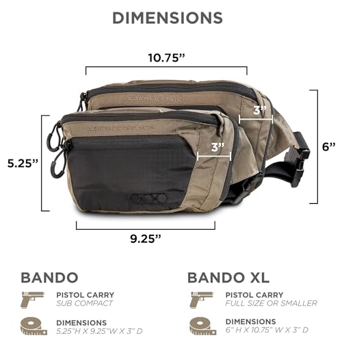 Eberlestock Bando Bag - Tactical Men's Fanny Pack w/Adjustable Waist Belt, Zippered Pockets, Compact Lightweight Belt Bag - color: Black, size: X-Large