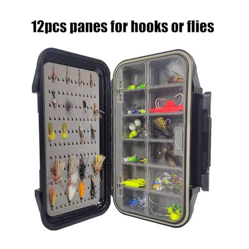 Aventik Waterproof Fly Box For Fly Fishing Double sided Swing Leaf Waterproof Fly Box(H025B 7.71"x 4.18" x 1.66" 19.6X10.6X4.2cm Grip Foam with pane) - size: H025B: 7.71"x 4.18" x 1.66"