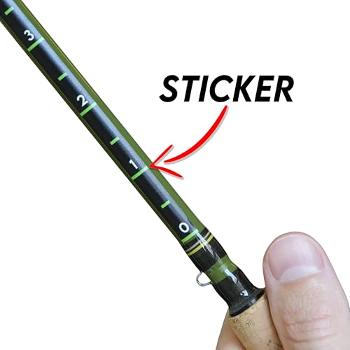Fishing Pole Measuring Tape Sticker, 24 Inch Ruler Decal to attach to Fishing Rod (2 Pack), Black, UV-RESISTANT, Sticks to Boat, Truck, Rod, Kayak-Paddle, High Visibility Numbers, WATERPROOF