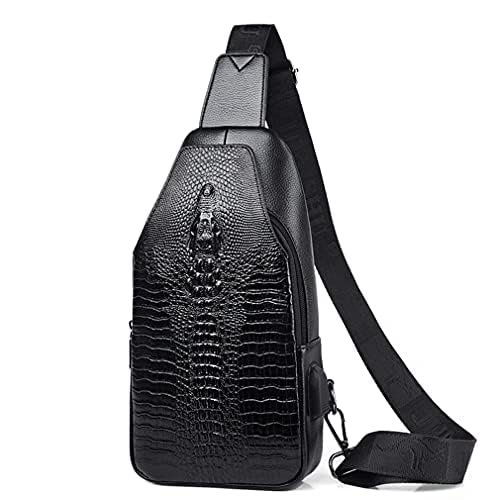 Hebetag Leather Sling Bag Crossbody Backpack for Men Women Travel Outdoor Camping - color: #18black