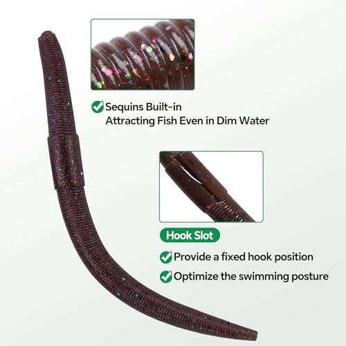 Clearance Bionics-Designed Durable Soft Plastic Fishing Lures Kit with Bonus Accessories, 3/4/5/6 Inch, 9-Type Lifelike Swimbaits in One Gear Set Included Tackle Box for Bass - color: Brown