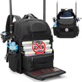 Rexmica 35L Fishing Tackle Backpack Bag with Cooler, Fishing Rod Bag Holds 2 Rods & Reels for Tackle Boxes or Other Fishing Gear, Fishing Pole Backpack, Black