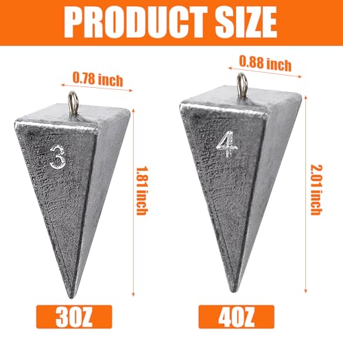Pyramid Fishing Weights Sinkers for Fishing - size: 3oz, style: 8 Pack Kit