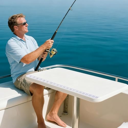 2 Pcs Fish Ruler Decal Fish Measuring Tape Sticker, 36 Inch Waterproof Adhesive Ruler Fishing Measuring Tool Tape Decal Clear White Measurement Board Fishing Supplies for Boat Kayak Workbench