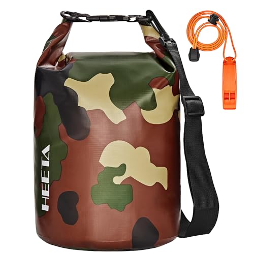 HEETA Waterproof Dry Bag for Women Men, 5L/10L/20L/30L/40L Roll Top Lightweight Dry Storage Bag Backpack with Emergency Whistle for Travel, Kayaking, Boating, Camping, Beach, Cruise Ship Essentials - color: New Camouflage, size: 10L