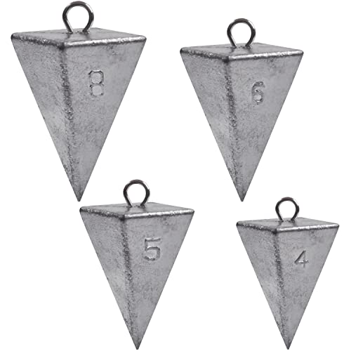 Pyramid Sinkers Fishing Weights Saltwater Pyramid Weights for Surf Fishing Gear Tackle 1oz 2oz 3oz 4oz 5oz 6oz 8oz - style: Mixed (4+5+6+8oz)kit, 4 Pack