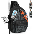 KastKing Karryall Sling Tackle Bag–Fishing Sling Pack,Fishing Backpack With Rod Holder,MOLLE System,Soft Bait & Gear Storage - color: B: Black Camo