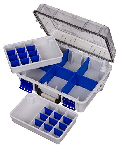 Flambeau Outdoors 3000WPNC Waterproof Satchel 3000, Portable Waterproof Tackle Box with Trays, Gray/Clear - without Bottom Cage - size: 3000 Series, style: Standard
