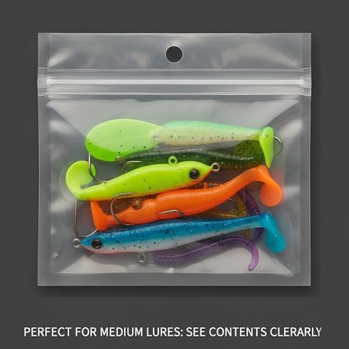 100 Pack Soft Plastic Baits Bags 5.1"x4.7" | Heavy-Duty Clear Lock Zipper Lure Packaging Bags - Leakproof Double-Sealed Zipper Storage for Soft Plastic Lures & Fishing Gear | Multiple Sizes - size: 5.1" x 4.7"